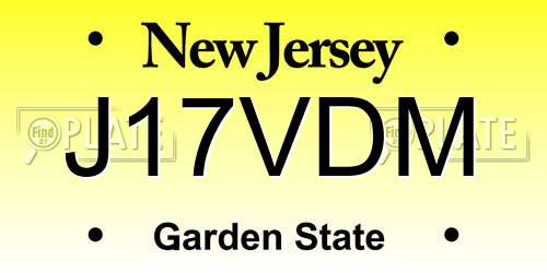 J17VDM New Jersey License Plate