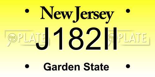 J182II New Jersey License Plate