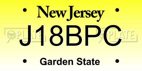 J18BPC New Jersey License Plate