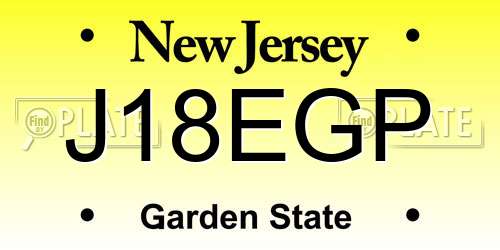 J18EGP New Jersey License Plate