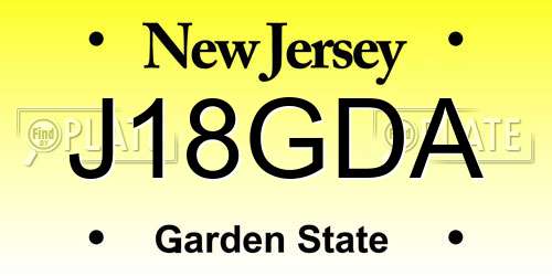 J18GDA New Jersey License Plate