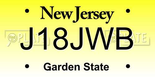 J18JWB New Jersey License Plate