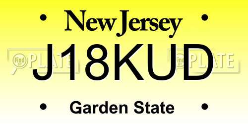 J18KUD New Jersey License Plate