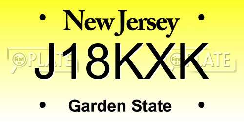 J18KXK New Jersey License Plate