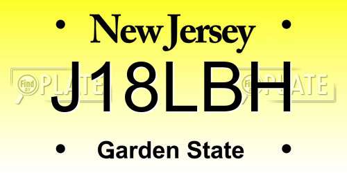 J18LBH New Jersey License Plate