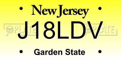 J18LDV New Jersey License Plate