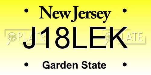 J18LEK New Jersey License Plate