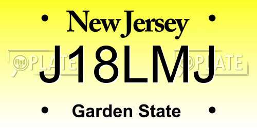 J18LMJ New Jersey License Plate