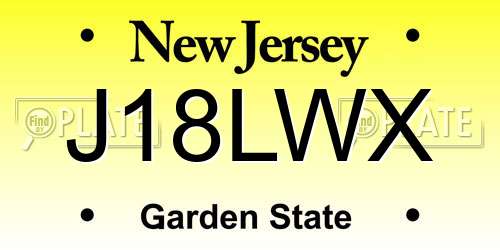 J18LWX New Jersey License Plate