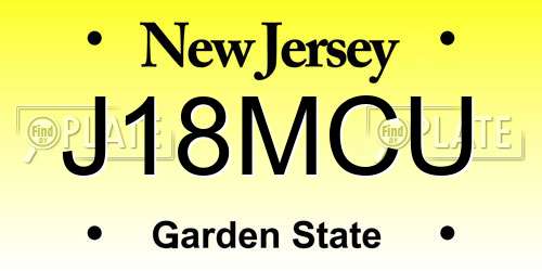 J18MCU New Jersey License Plate