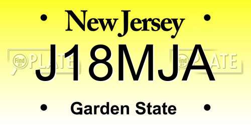 J18MJA New Jersey License Plate