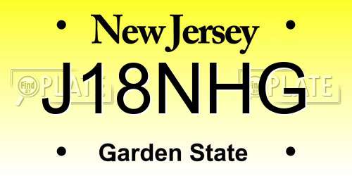 J18NHG New Jersey License Plate
