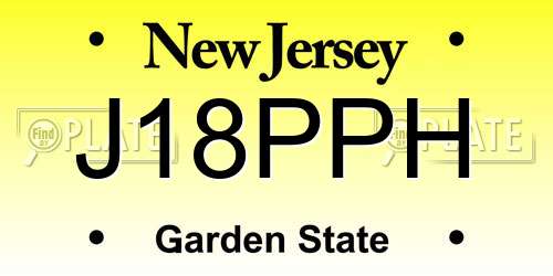 J18PPH New Jersey License Plate