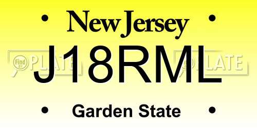 J18RML New Jersey License Plate