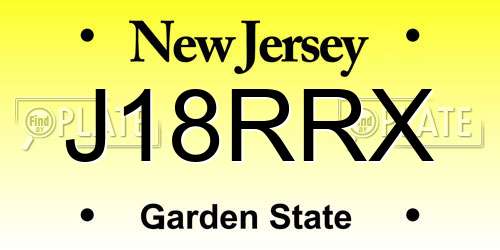 J18RRX New Jersey License Plate