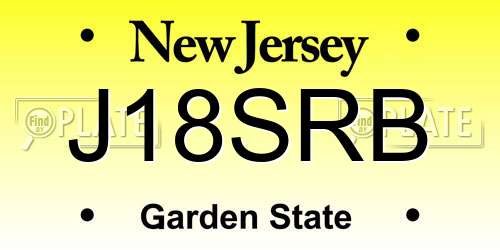 J18SRB New Jersey License Plate