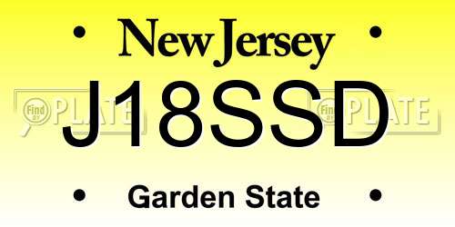 J18SSD New Jersey License Plate