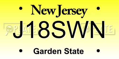 J18SWN New Jersey License Plate