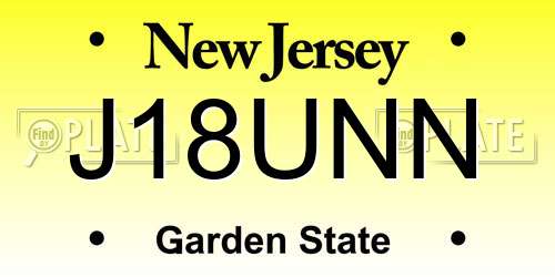 J18UNN New Jersey License Plate