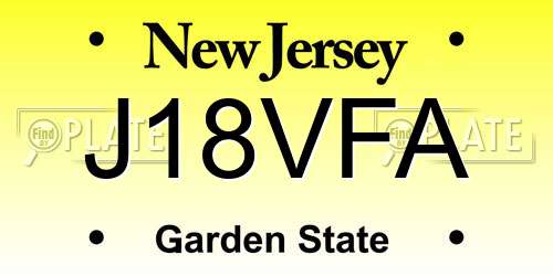 J18VFA New Jersey License Plate