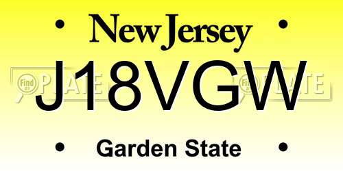 J18VGW New Jersey License Plate