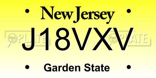 J18VXV New Jersey License Plate