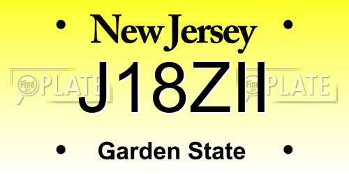 J18ZII New Jersey License Plate