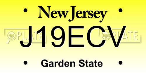 J19ECV New Jersey License Plate
