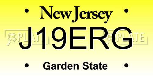 J19ERG New Jersey License Plate