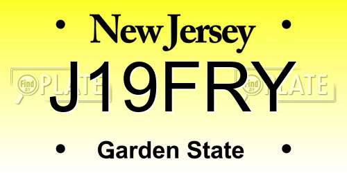 J19FRY New Jersey License Plate