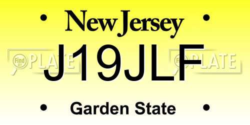 J19JLF New Jersey License Plate