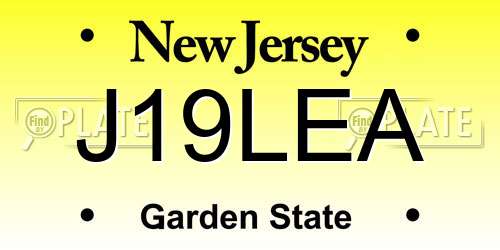 J19LEA New Jersey License Plate