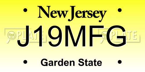 J19MFG New Jersey License Plate