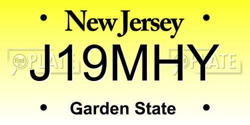 J19MHY New Jersey License Plate