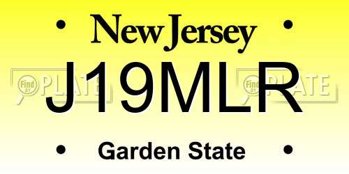 J19MLR New Jersey License Plate