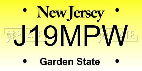 J19MPW New Jersey License Plate