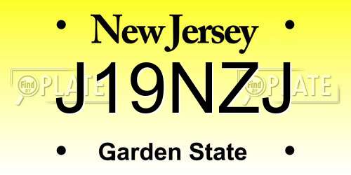J19NZJ New Jersey License Plate