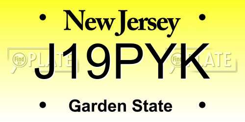 J19PYK New Jersey License Plate