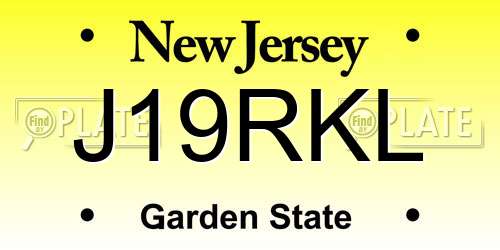 J19RKL New Jersey License Plate