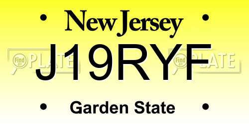 J19RYF New Jersey License Plate