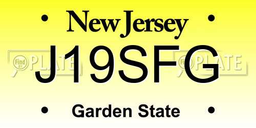 J19SFG New Jersey License Plate
