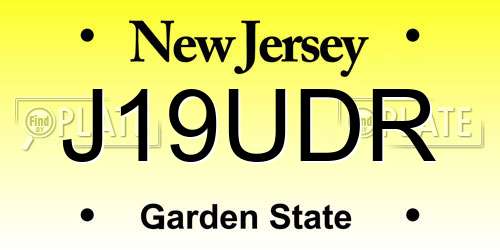 J19UDR New Jersey License Plate