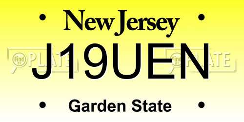 J19UEN New Jersey License Plate