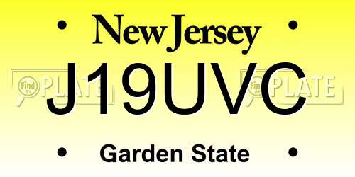 J19UVC New Jersey License Plate