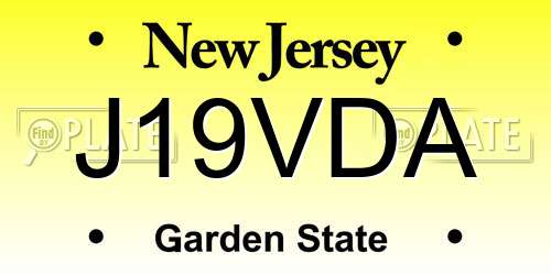 J19VDA New Jersey License Plate