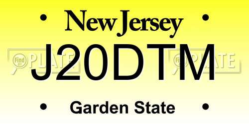 J20DTM New Jersey License Plate