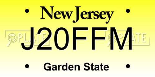 J20FFM New Jersey License Plate