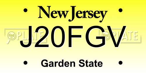 J20FGV New Jersey License Plate
