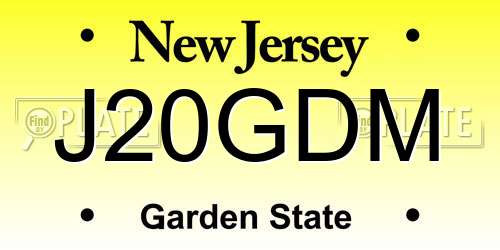 J20GDM New Jersey License Plate