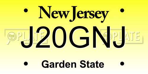 J20GNJ New Jersey License Plate